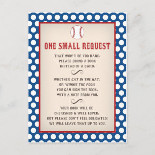 Baseball Baby Shower Bring a Book Request Postcard