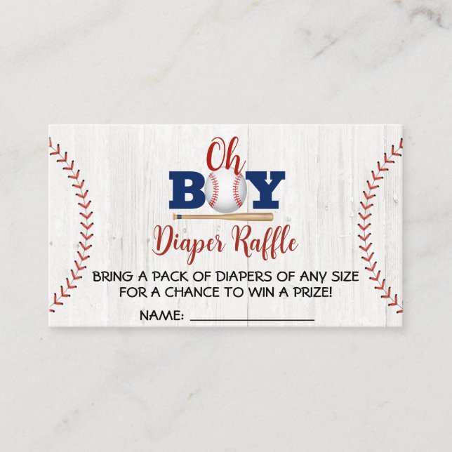 Baseball Baby Shower Diaper Raffle Business Card (Front)