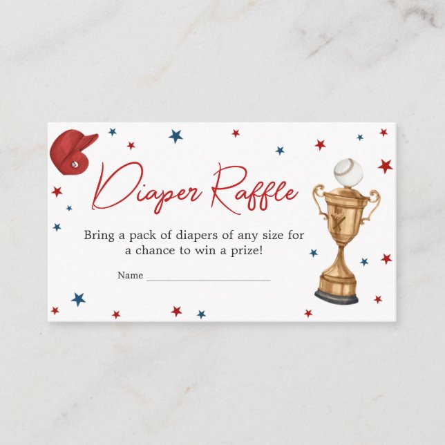 Baseball Baby Shower Diaper Raffle Enclosure Card (Front)
