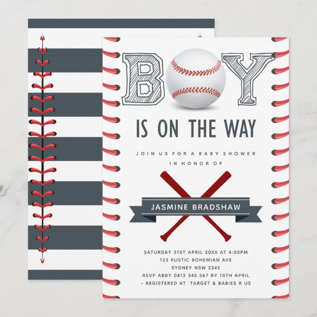 Baseball Baby Shower Invitation (Front/Back)