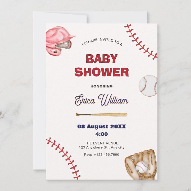 Baseball baby shower invitation (Front)