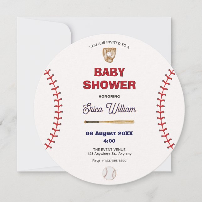 Baseball baby shower invitation (Front)