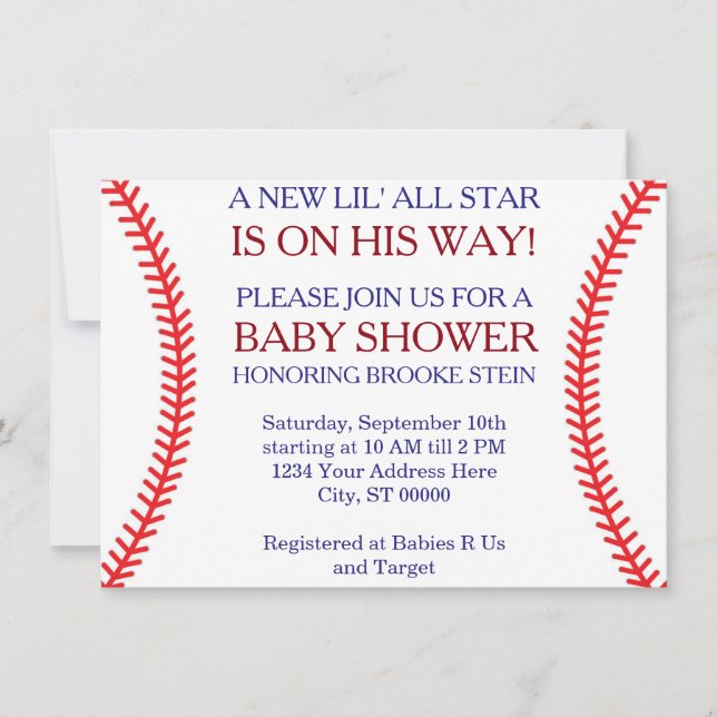 Baseball Baby Shower Invitation (Front)