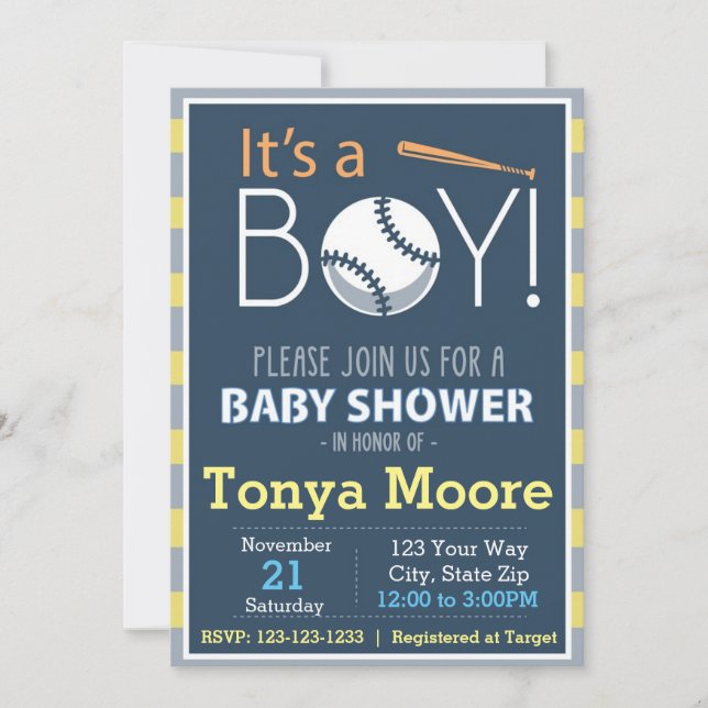 Baseball Baby Shower Invitation (Front)
