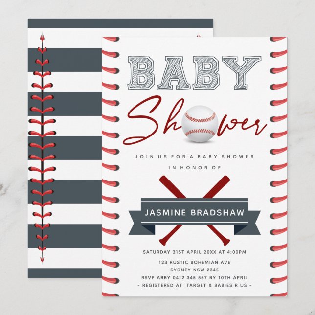 Baseball Baby Shower Invitation (Front/Back)
