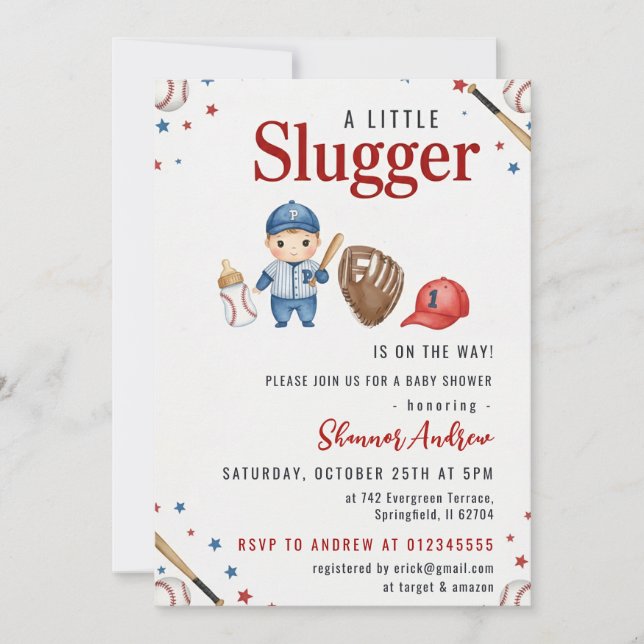 Baseball Baby Shower Invitation (Front)