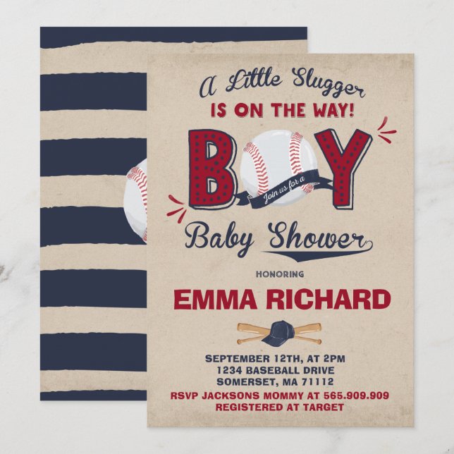 Baseball Baby Shower Invitation Baseball Shower (Front/Back)