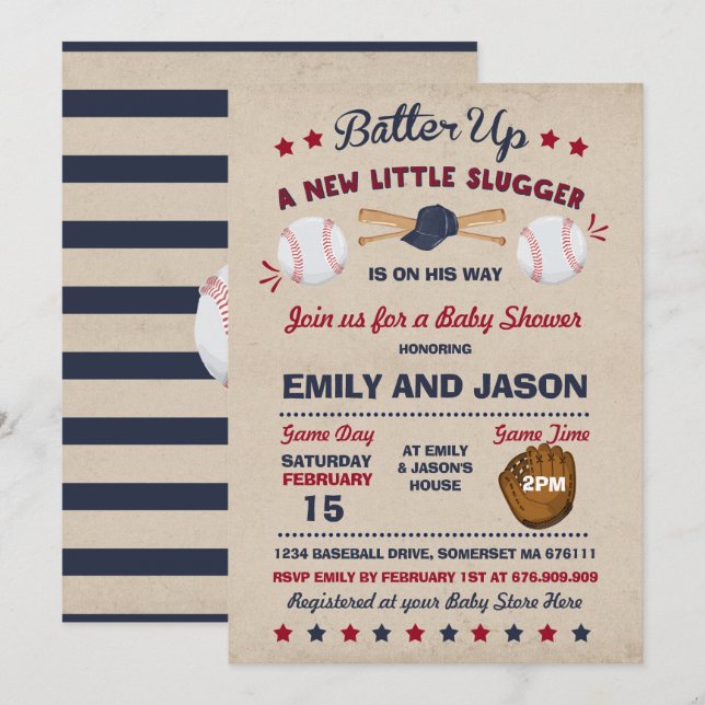 Baseball Baby Shower Invitation Baseball Shower (Front/Back)