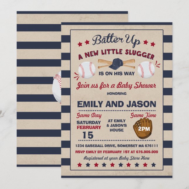 Baseball Baby Shower Invitation Baseball Shower (Front/Back)