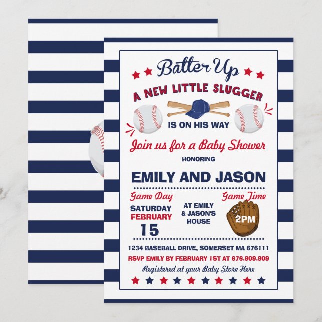 Baseball Baby Shower Invitation Baseball Shower (Front/Back)