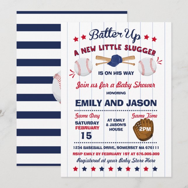 Baseball Baby Shower Invitation Baseball Shower (Front/Back)