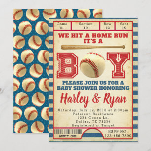Baseball Baby Shower Invitation Invite