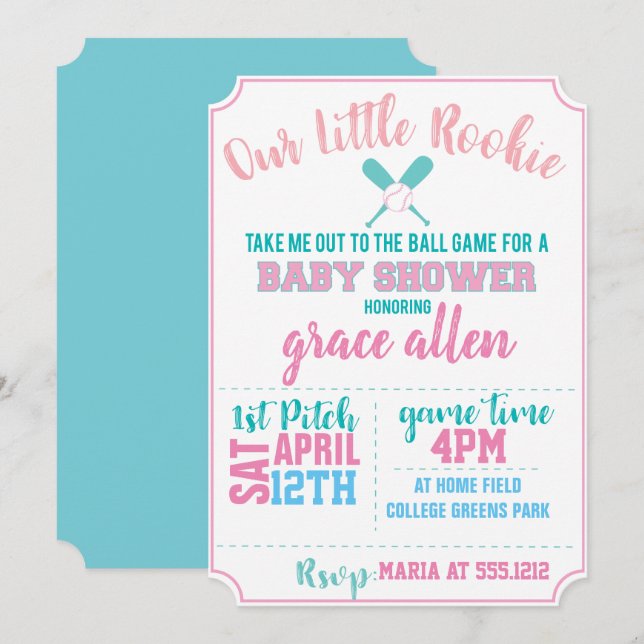 BASEBALL BABY SHOWER INVITE (Front/Back)