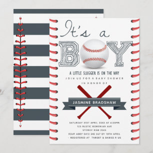 Baseball Baby Shower It's a Boy Invitation