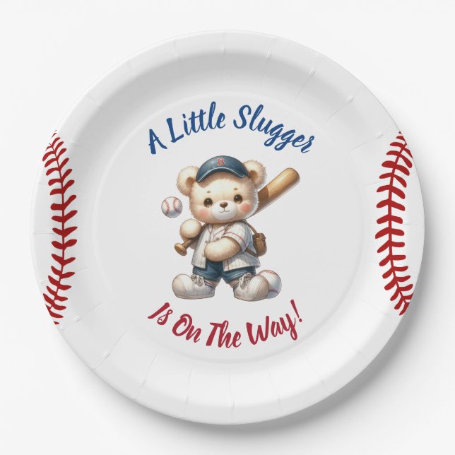 Baseball Baby Shower Paper Plate (Front)