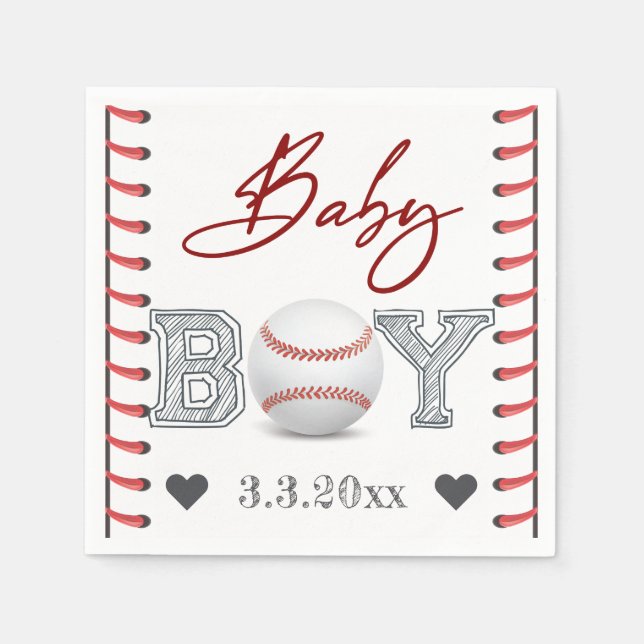Baseball Baby Shower Personalised Napkin (Front)