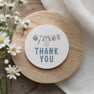 Baseball Baby Shower Thank You Classic Round Sticker