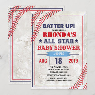 Baseball Baby Shower Vintage Grunge Invitation