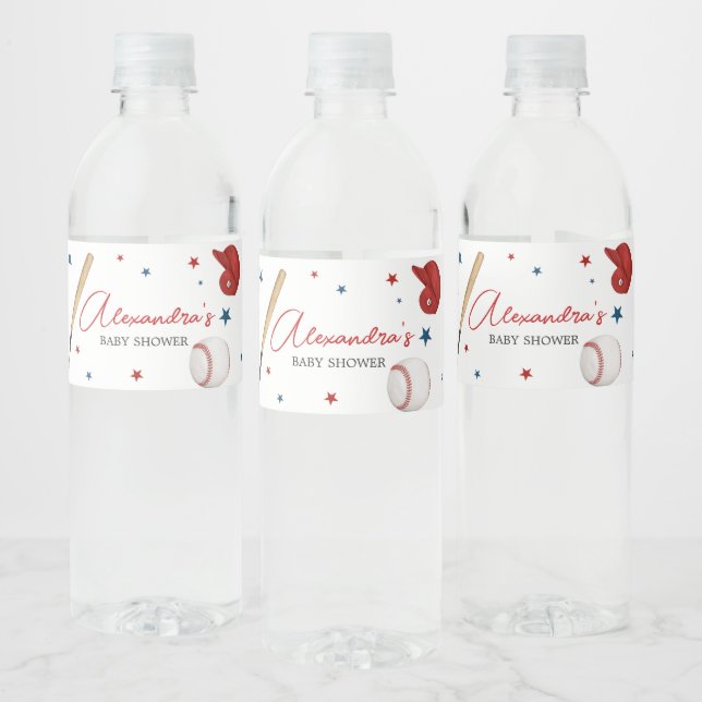 Baseball Baby Shower  Water Bottle Label (Bottles)