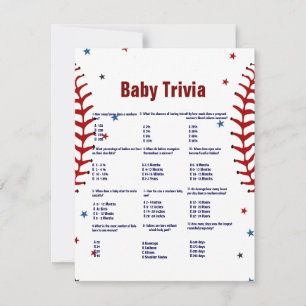 Baseball baby trivia game baby shower game Card