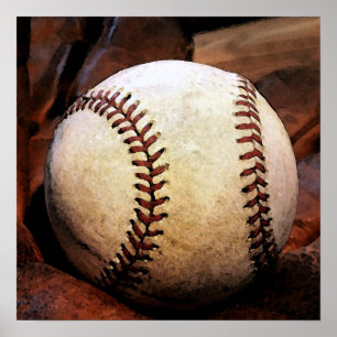 Baseball Ball Artwork Poster - Square Posters