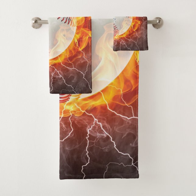 Baseball ball bath towel set (Insitu)