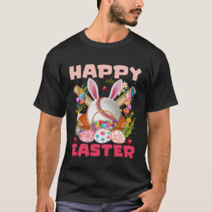 Baseball Ball & Bats Bunny Ears Easter Day Boys Ki T-Shirt