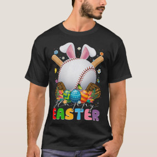 Baseball Ball & Bats Bunny Ears Easter Day Boys Ki T-Shirt