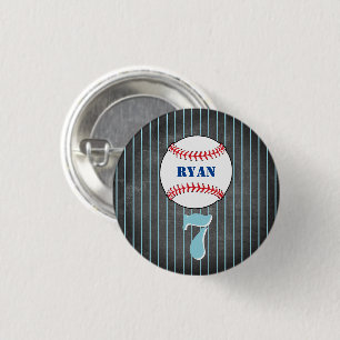 Baseball Ball Birthday Personalised Kids Party 3 Cm Round Badge