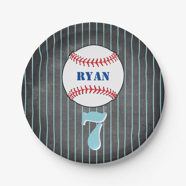 Baseball Ball Birthday Personalised Kids Party Paper Plate (Front)