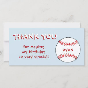 Baseball Ball Blue Birthday Boy Thank you Card
