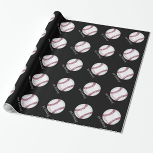 Baseball Ball Boy Birthday Personalised Name Wrapping Paper