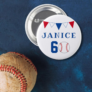 Baseball Ball Bunting Flags 60th Birthday 6 Cm Round Badge