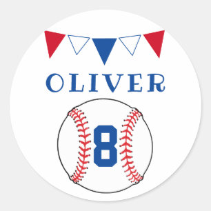Baseball Ball Bunting Flags Kids Birthday  Classic Round Sticker