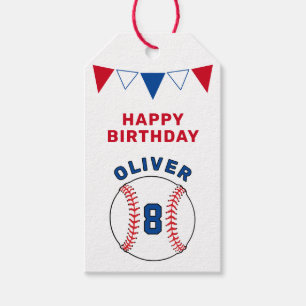 Baseball Ball Bunting Flags Kids Birthday  Gift Tags