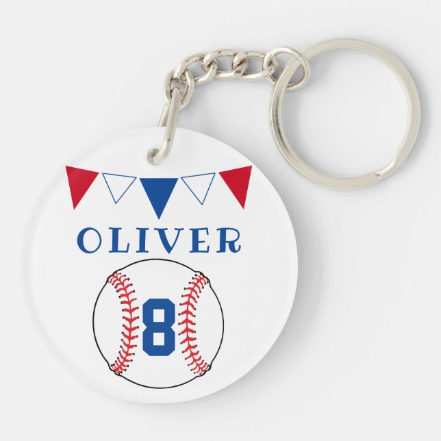 Baseball Ball Bunting Flags Kids Birthday  Key Ring (Back)