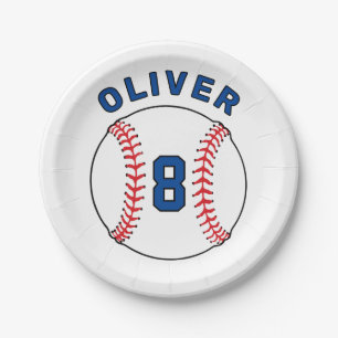 Baseball Ball Bunting Flags Kids Birthday  Paper Plate