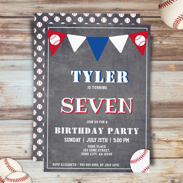 Baseball Ball Chalkboard Sports Kids Birthday  Invitation (Creator Uploaded)