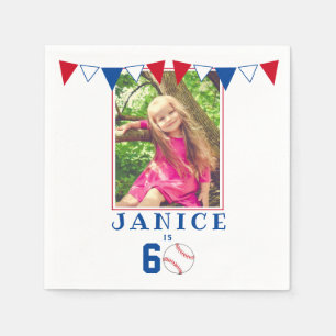 Baseball Ball Flags 60th Birthday Party Photo Napkin