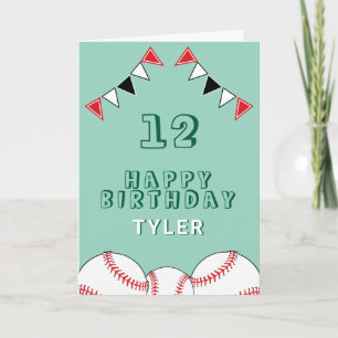 Baseball Ball Flags Sports Kids Birthday Card