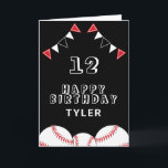 Baseball Ball Flags Sports Kids Birthday Card<br><div class="desc">Baseball Ball Bunting Flags Sports Kids Birthday Card. The design has baseball balls and birthday party bunting flags in red,  black and white colours. Add your name,  age and text and make your own birthday card. Great for boys and girls who love baseball.</div>