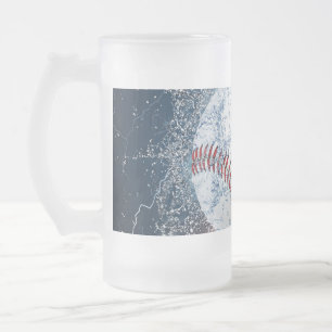 Baseball ball frosted glass beer mug