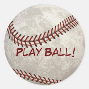 Baseball Ball Game "Play Ball!" American Past-time Classic Round Sticker