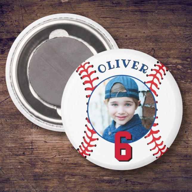 Baseball Ball Kids Birthday Photo Magnet (Creator Uploaded)