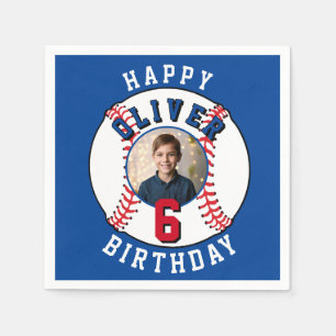 Baseball Ball Kids Photo Birthday Party Napkin