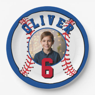 Baseball Ball Kids Photo Birthday Party Paper Plate