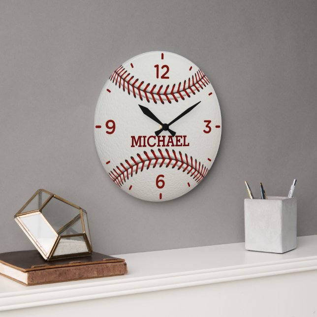 Baseball Ball Monogram Acrylic Wall Clock (Office)