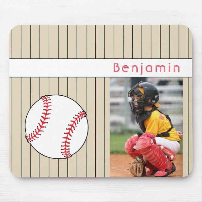 Baseball Ball Name and Photo Sports Mouse Mat (Front)