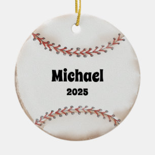 Baseball Ball Ornament, Ornament, Kids Sports Ceramic Tree Decoration