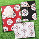 Baseball Ball Pattern Kids Name Birthday Wrapping  Wrapping Paper Sheet<br><div class="desc">Baseball Ball Pattern Kids Name Birthday Wrapping Paper Sheets. Personalise with your name or erase the text.</div>